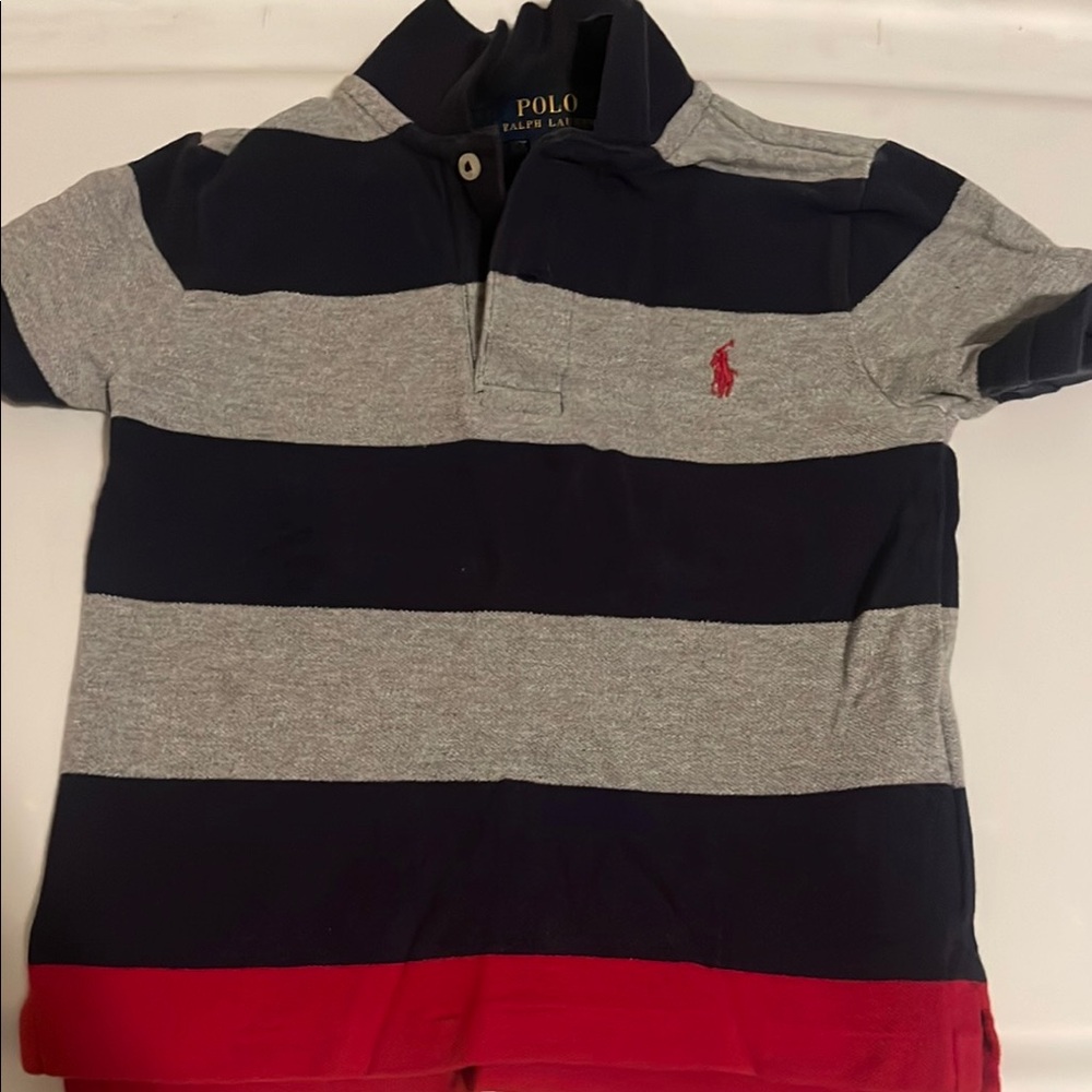 Polo by Ralph Lauren Kids Striped Navy and Gray Shirt